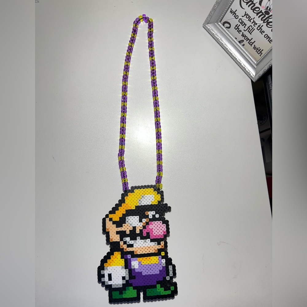 Wario perler bead Art Necklace
